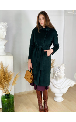 Зелене пальто з ворсу лами, модель Моніка