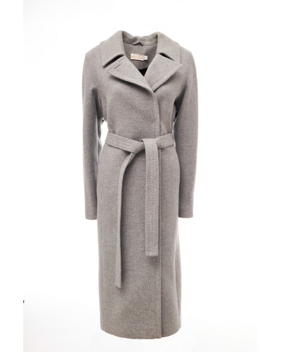 Классическое серое пальто на запах, модель Моника