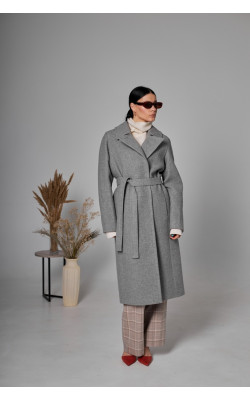 Класичне сіре пальто на запах, модель Моніка