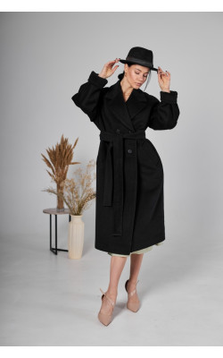 Класичне чорне пальто оверсайз, модель Хейлі