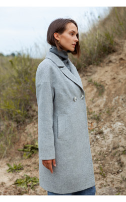Сіре пальто твід середньої довжини 20-206-874-145