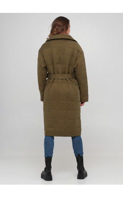 Пальто кольору хакі з квадратними стібками