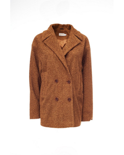 Вкорочене пальто рижувато-коричневого кольору