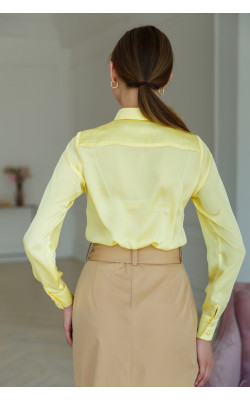 Шовкова блуза лимонного кольору 30-209-1-539