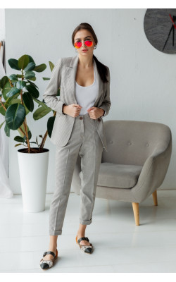 Штани бежево-чорна клітинка 30-230\1