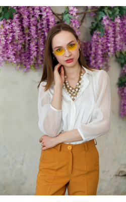 Блуза з рукавами-плісе з шовку ARMANI 30-245-544