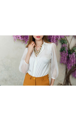 Блуза з рукавами-плісе з шовку ARMANI 30-245-544