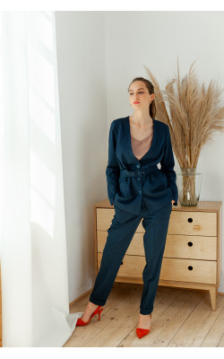 Штани темно-синього кольору з ременем 30-306 / 1: