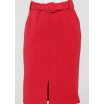 Червона спідниця-олівець на поясі