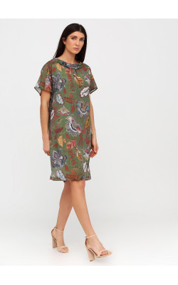Екстравагантна зелена сукня з квітковим принтом