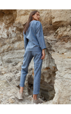 Штани прямого крою з фактурної бавовняної тканини