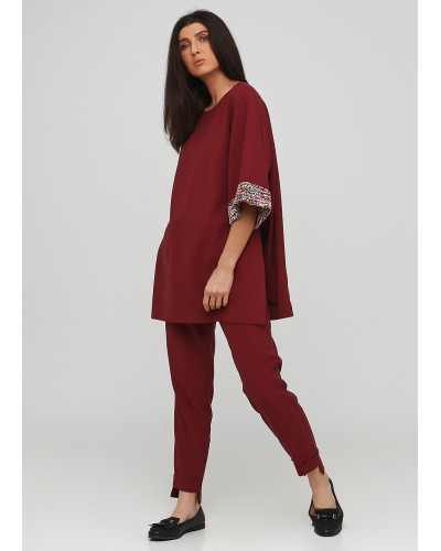 Темно-вишневый оверсайз костюм двойка