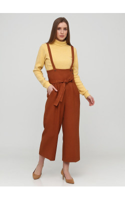 Ділові руді штани кюлоти на бретелях