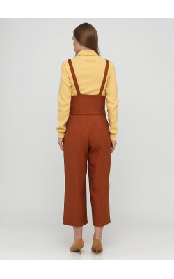 Ділові руді штани кюлоти на бретелях