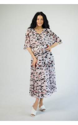 Сукня жіноча в рожево-чорний принт