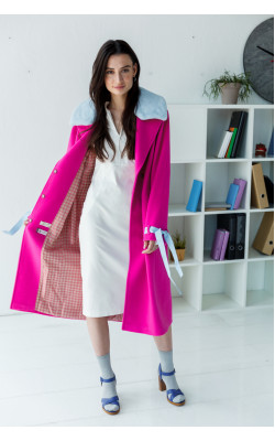 Пальто с голубым воротником 77-1101