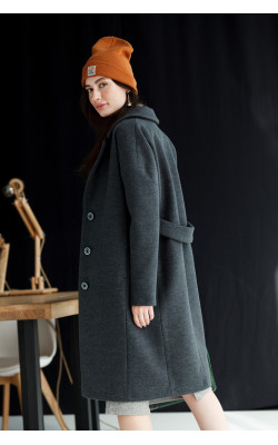 Темно-серое базовое пальто 77-1108