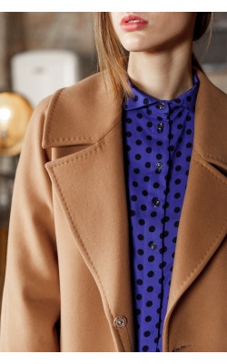 Бежевое пальто с утеплителем 77-1117__U 684