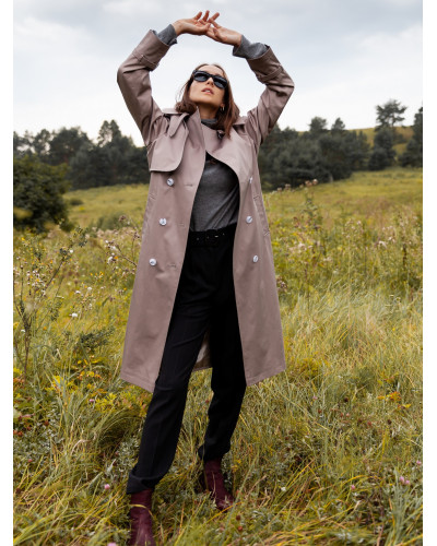 Оригинальный тренч холодного бежевого оттенка