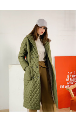 Стёганое пальто цвета хаки 77-1132/У-765-129-6