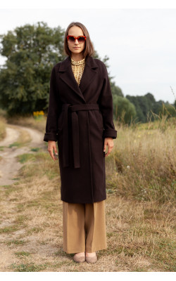 Классическое темно-коричневое пальто 77-1135