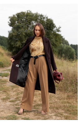 Классическое темно-коричневое пальто 77-1135