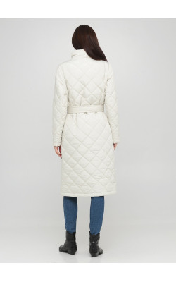 Стеганное пальто молочного цвета на кнопках