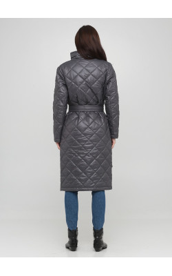Стеганое пальто темно-серого оттенка на кнопках