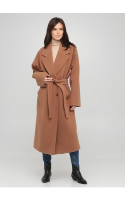 Утеплене коричневе пальто оверсайз, модель Хейлі