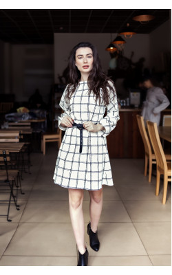 Платье чб клетка 77-257