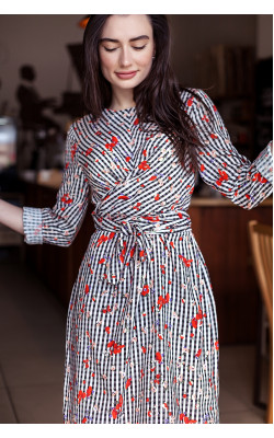 Платье цветы чб фоне 77-259