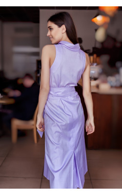 Сиреневое платье без рукавов 77-262