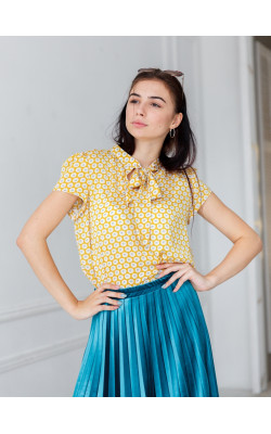 Блуза МАКО желтая в цветы арт303