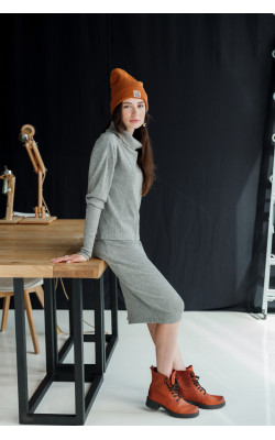 Серый трикотажный костюм 77-320 680