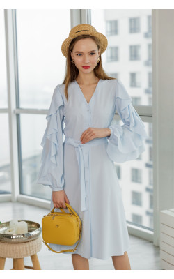 Голубое платье рубашечного типа 77-340-637