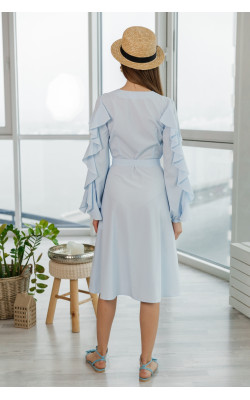 Голубое платье рубашечного типа 77-340-637
