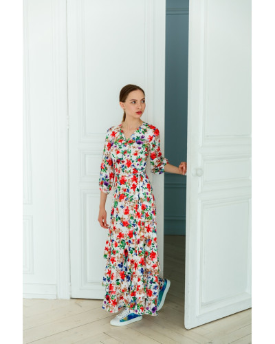 Квіткове плаття з воланами 77-353-711