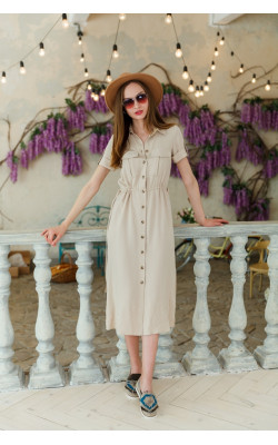 Платье-сафари кремово-серого цвета 77-358-717