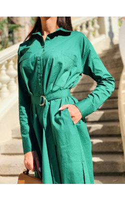 Сукня кольору хвої з пряжкою 77-373-739