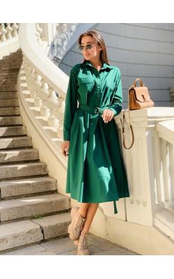 Сукня кольору хвої з пряжкою 77-373-739