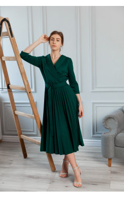 Темно-зелена сукня-сол'є