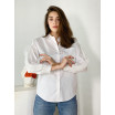 Біла блуза зі знімною рюшею 77-393-766