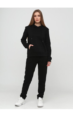 Базовый черный трикотажный свитшот на флисе