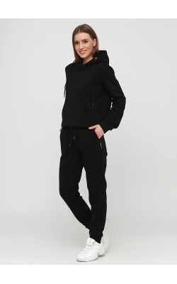 Классические трикотажные черные штаны с начесом