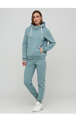 Утепленное худи мятного оттенка с карманом