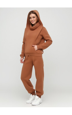 Утеплене оверсайз худі рудого кольору з капюшоном