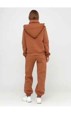 Утеплене оверсайз худі рудого кольору з капюшоном