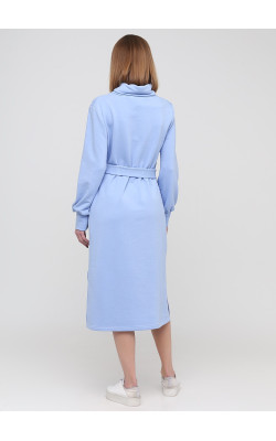 Небесно-блакитна тритотажна сукня з поясом