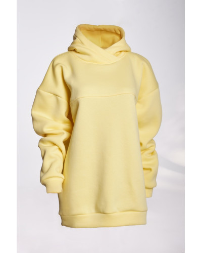 Трикотажне жіноче худі жовтого кольору з капюшоном