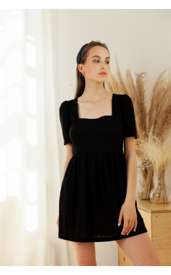 Лляне міні плаття з вирізом каре 77-421-798